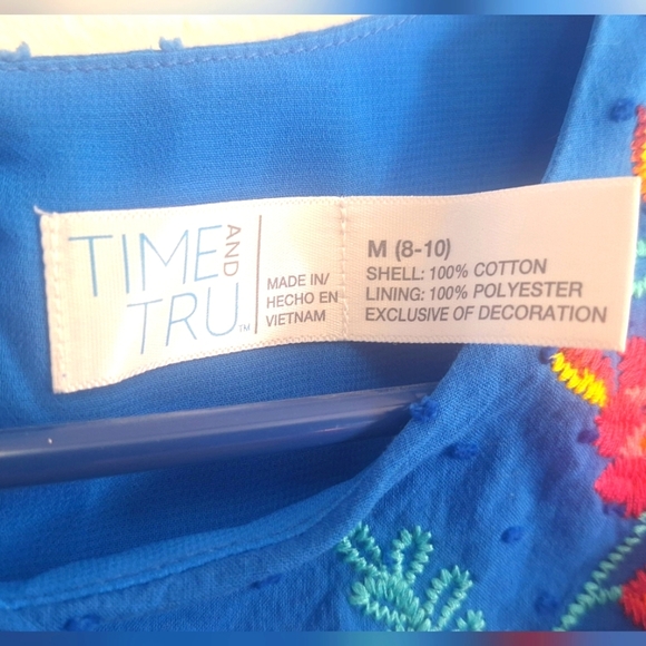 Time and Tru Women's Cobalt Blue Sleeveless Swiss Dot Embroidered Tank Top M - Picture 7 of 8